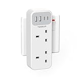 Double Plug Adaptor with 4 USB(2 USB C), TESSAN 2 Way Multi Plug Extension Adapter, UK 13A Fuse Multiplug Sockets Power Extender for Home, Kitchen, Office, School Supplies