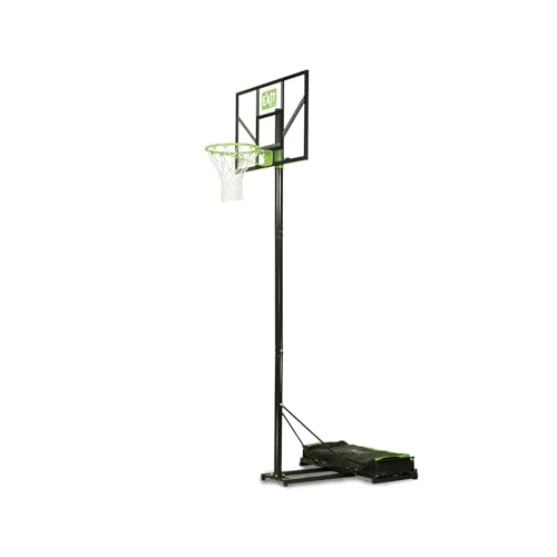 EXIT Toys Comet Versetzbares Basketballbrett auf Rädern mit Dunkring - Inklusive Dunkring und Netz - Backboard in 6 Höhen Verstellbar - Basketball für Kinder und Erwachsene - Grün/Schwarz