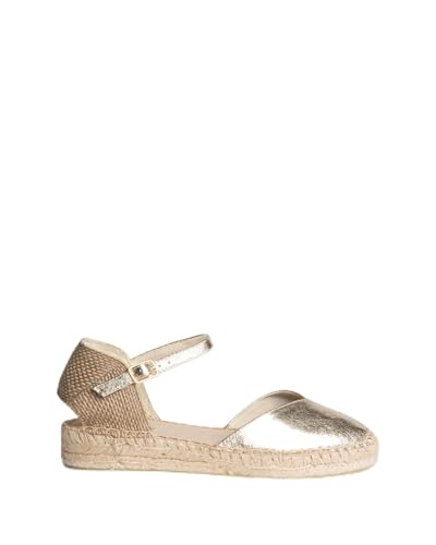 Corina Alpargata Estilo Natural M6353, Sandalia con Tira de Tobillo, Suela de Esparto, Color Dorado (Oro, Sistema tallas calzado EU, Adulto, Mujer, Números, mediano, 38)