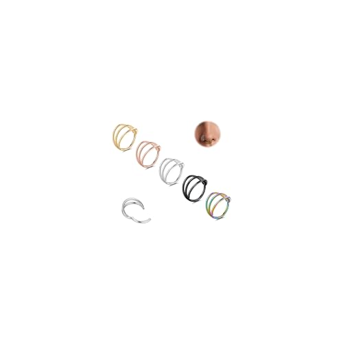 FASACCO 5 Pcs 20G 18G 16G Nose Rings Hoop Set Double Triple 316L Surgical Steel Nose Hoop Helix Septum Piercing Cartilage Hoop for Women