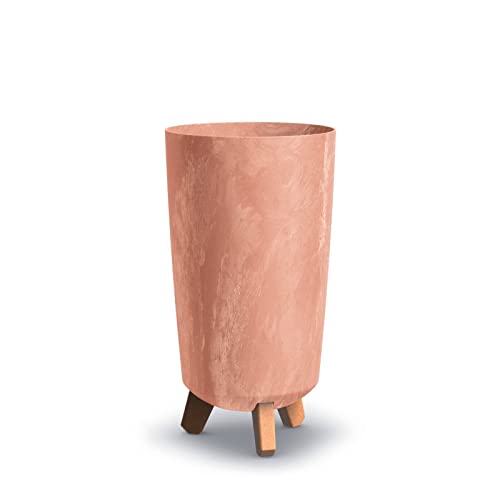 URBN GARDEN Tall Slim Terracotta Look Plastic Planter Flower Soil Pot Indoor Outdoor With Legs
