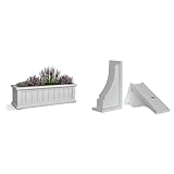 Mayne Cape Cod 3ft White Window Box with 6.5 Gallon Reservoir, 36in L x 11in W x 10.8in H + Fairfield Decorative Brackets, White, 2 Count