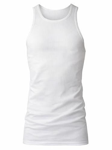 Image of Hanes Men's Tall 100% Cotton Ribbed Tank Tagless Undershirts, Multipack - White - 6 Pack Large