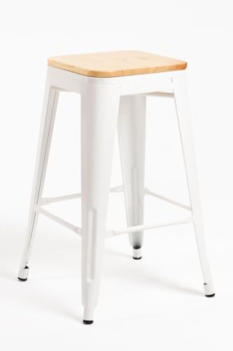 Regalos Miguel - Packs Taburetes Bajos - Pack 2 Taburetes Torix Bajos Madera Natural - Blanco