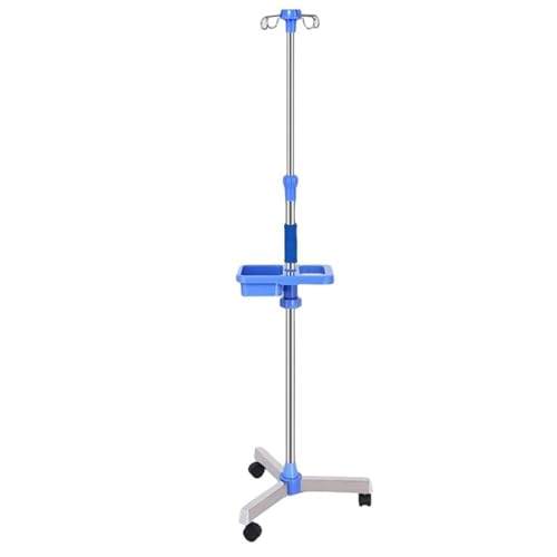 SLLS 点滴スタンド 輸液スタンド ステンレス製 点滴棒 高さ調節可能 移動式 5キャスター付き 安定設計 トレー付き 組立簡単 病院 家庭 介護用 在宅医療用 診療所 ペット用にも対応