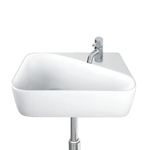 Image of Wash Basin Wall Hung Mounted Glossy Finish White Sink for Bathroom (18 x 11 x 5 Inch)