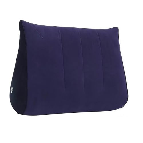 Image of Blow up Cushion Wedge Pillow Compact Lightweight Multipurpose Triangle Shape Dark Blue