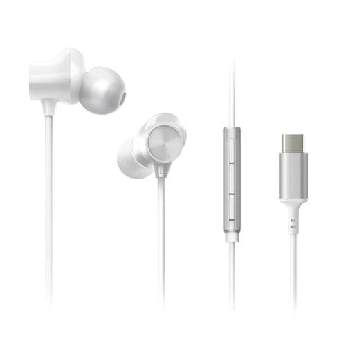 Image of Panasonic ErgoFit Wired Earbuds, in-Ear Headphones with Microphone and Call Controller, Ergonomic Custom-Fit Earpieces (S /M /L), USB-C Compatible - RP-TCM325-W- (White)