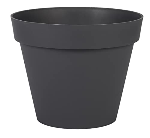 EDA - Pot de Fleur Rond Toscane Ø 30 cm - 10 L - Intérieur & Extérieur - Zone de rétention d'eau pour Limiter l'Arrosage - Plastique Recyclé - Ø 29,5 x...