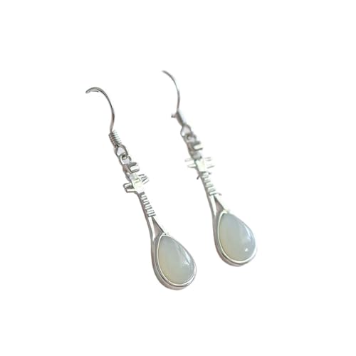 Boucles d'oreilles de Drop Hetian Jade S longues boucles d'oreilles