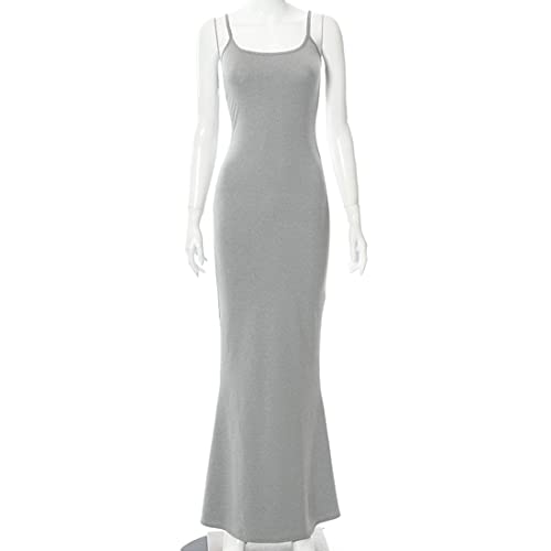 Image of Womens Spaghetti Strap Bodycon Backless Maxi Dress