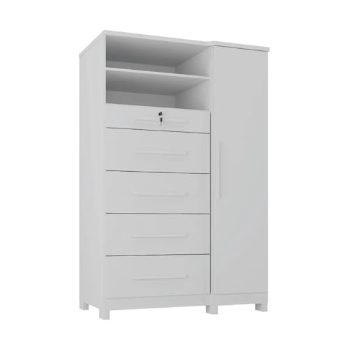 Cômoda com Sapateira e Cabideiro Multiuso 5 Gavetas 1 Porta