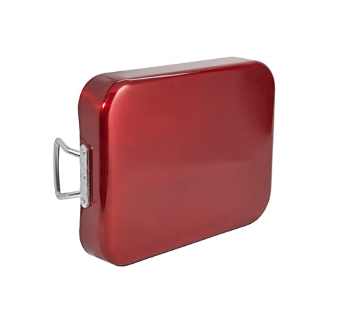 Servappetit 20 Lb. Roasting Pan With Rack, Non-Stick, Hard-Anodized With Teflon-Coating, 15 5/8 In X 12 In X 2 6/8-In, Red #TOP5