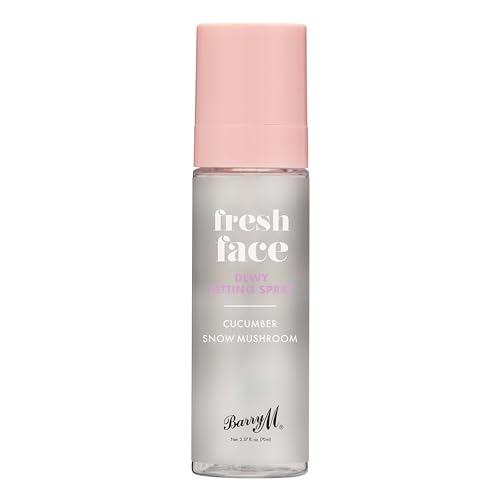 Barry M Fresh Face Dewy Finish Setting Spray, Long-lasting, Formulated with Hydrating Cucumber Extract and Moisturising Snow Mushroom, Clear