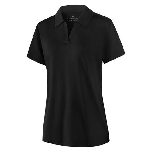 OPAWO Women's Polo Shirts Short Sleeve Ladies Polo Shirts Golf Polo Shirts Womens Polo Shirt Black Polo Shirt Women Ladies Golf Tops Gym Tops Women Golf T Shirt (XXL)