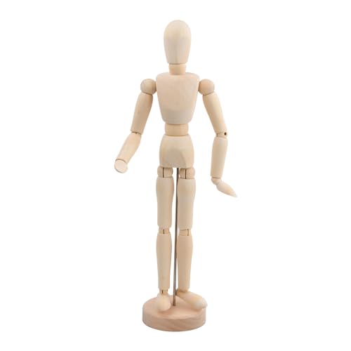 Dibotell Manichino in Legno, Manichino da Artista da Disegno, Maschio in Legno, Manichino Flessibile, in Legno, Figura in Legno, Bambola in Legno (30 cm)