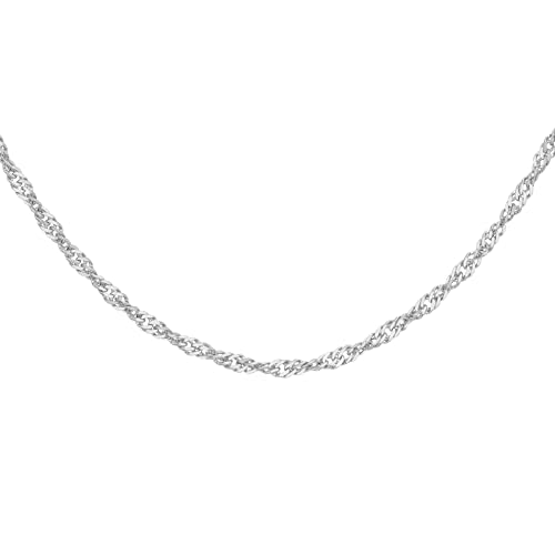 CARISSIMA Femme 9 ct Or Blanc Chaîne Twist Curb Diamantée 0.9 mm 46 cm/18 Inch