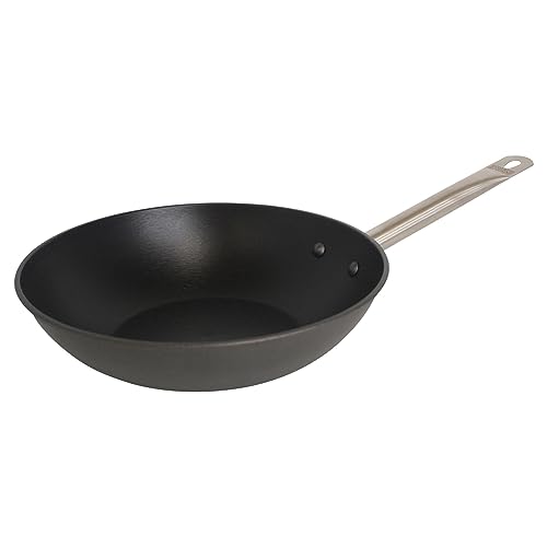 Imusa Light Cast Iron Wok With Stainless Steel Handle & Pre-Seasoned Nonstick Interior, 12", Black #TOP23
