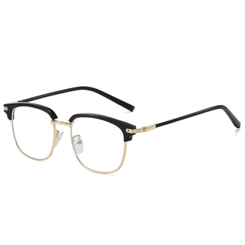 Monture de lunettes homme demi-monture métal verres anti-lumière bleue