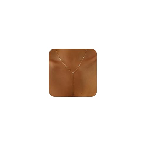 LuckFairy Dainty Gold Necklace for Women,Long Necklaces for Women Lariat Y Necklace Chain Drop...