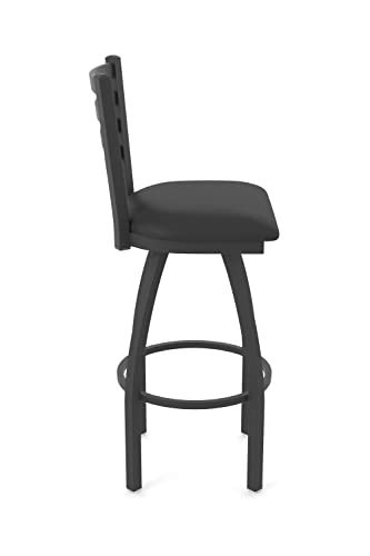 Butaco giratorio Jackie 25" con acabado negro arrugado y asiento de vinilo negro miniatura 6
