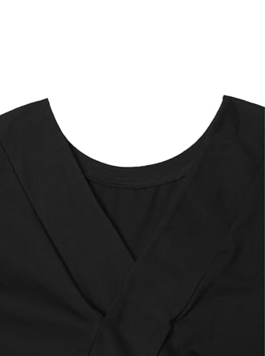 LilyCoco Women's Criss Cross Back Long Sleeve T Shirt Crewneck Open Back Tee Shirt4