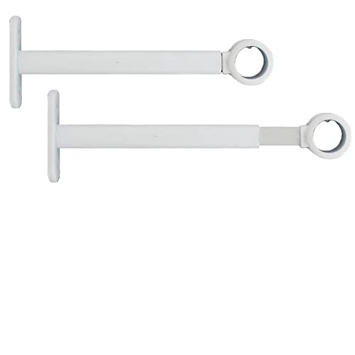 Luance 2 Supports muraux Extensibles et réglables pour Barre de Rideaux, ø 20 mm, Longueur 15-19,5 cm, Couleur Blanc, (1 Lot de 2 Supports de tringles)