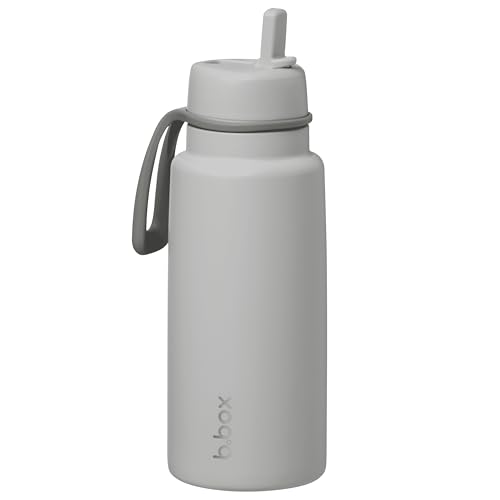 b.box Insulated Flip Top Drink Bottle, Triple Layer Stainless Steel, Keeps Drinks Cold up to 46 Hours, Leak-Proof Lid with Stainless Steel Straw, Ideal for Travel, Sports, BPA Free, 1L