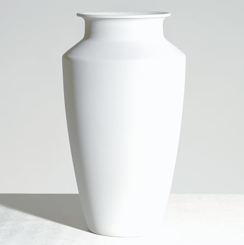 12.6 Inch Handmade Frosted White Ceramic Vase-Modern Farmhouse Style, Tall Flower Vase for Bedroom, Living Room, Wedding & Table Centerpiece, Ideal for Fresh & Dried Flowers
