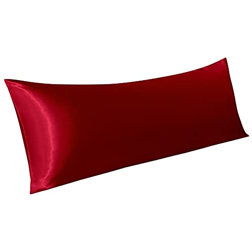 BEDSUM Body Satin Pillowcases for Hair and Skin, 1-Pack, 20x54, Wine