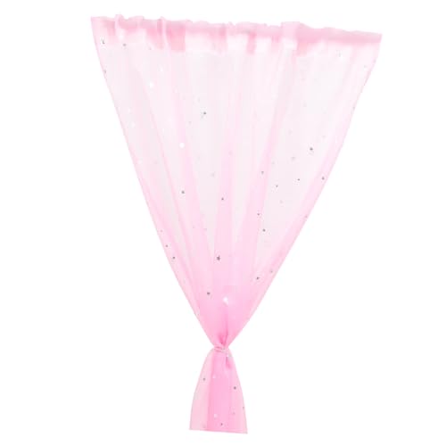 DOITOOL Cortina Visillo Semitranslúcida con Patrón de Estrellas Transpirable para Dormitorio y Salón Decorativa y Elegante Medida Rosa