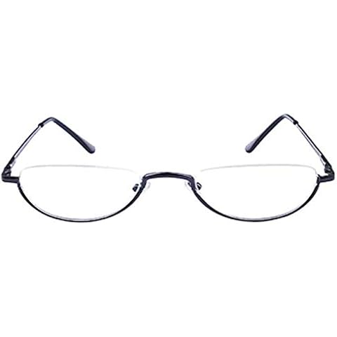 YUESFZ Half Frame Reading Glasses Unisex Half Moon Metal Material Frame Glasses Spring Hinge Reading Glasses reading glasses (Color : Black, Size : +2.00) Cover