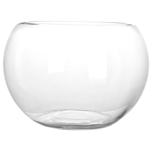 Réservoir d'aquarium clair rond bocal en verre avec accessoires décor