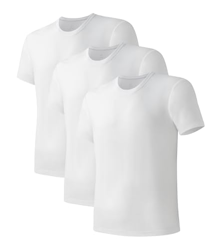 Image of DAVID ARCHY Men's Undershirts Cooling Moisture-Wicking Crew Neck 3-Pack | Breathable T-Shirts for Men, Stay-Tucked, Short Sleeve, Regular Fit