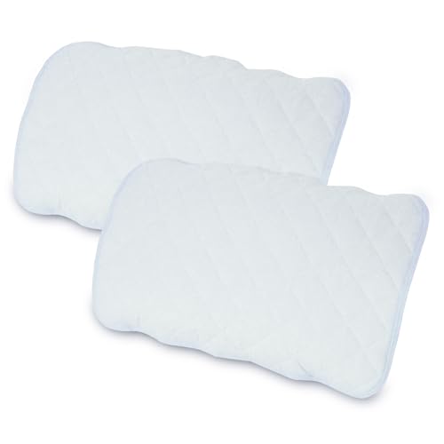 眠夢ナビ 防水 枕パッド 43×63cm 2枚セット イエロー 綿パイル100% 洗える 防水パッド 抗菌 防臭 2ヶ所ゴム付き (ブルー, 43x63cm)