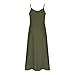 Womens Spaghetti Strap Midi Dress Sleeveless Beach Summer Casual Sundress with Pockets Solid Fashion Tank Dresses S-3XL Army Green
