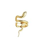LYGSWDB 1 Pendientes de Clip de Oreja de Serpiente de Plata de Ley 925 Personalizados para Mujeres y niñas, Piercing Falso, joyería para el Cuerpo yc629 (Color de la Joya: 1 Pieza de Oro Izquierdo)