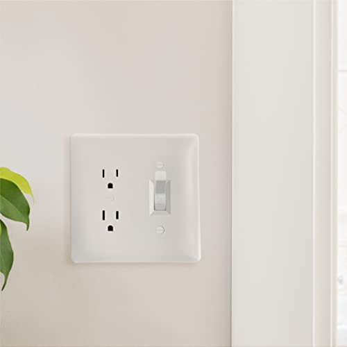 Image of TayMac 2400W 2000 Series Masque 2-Gang Paintable Decorator Duplex Electrical Outlet Cover and Toggle Switch Wall Plate, 2-Pack, White