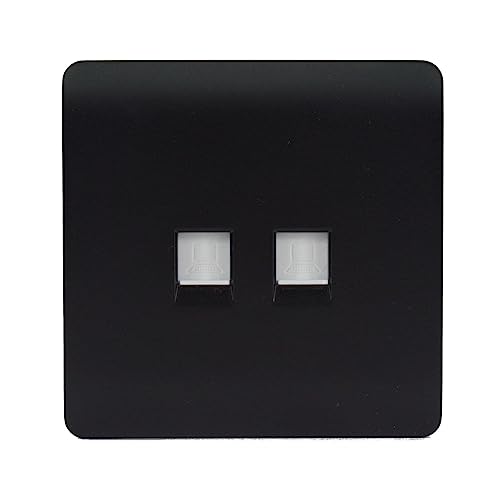 Trendi Spare FACEPLATE for 2 Gang Telephone Socket Matt Black - ART-2TLPSTB-SP