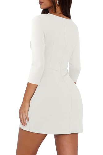 Image of RUMIA Womens Fall Dress Crew Neck 3 /4 Sleeve Bodycon Party Club Mini Dresses