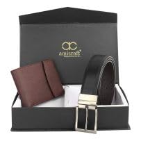 Image of Amicraft Men's Faux Leather Combo Pack of Wallet and Belt