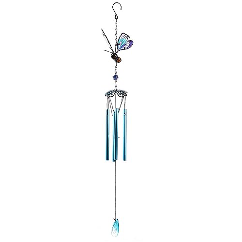 BaronHong Wind Chimes for Garden,Iron Crafts Ornaments for Indoor Decoration,Glass Painted Wind Chimes Garden Ornaments(Blue(B),M)