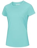 MAGCOMSEN UV Shirt Damen Schnelltrocknend Sportshirt mit UPF 50+ Funktionsshirt Kurzarm Atmungsaktives T-Shirt für Wandern, Laufen, Yoga Seeblau XL