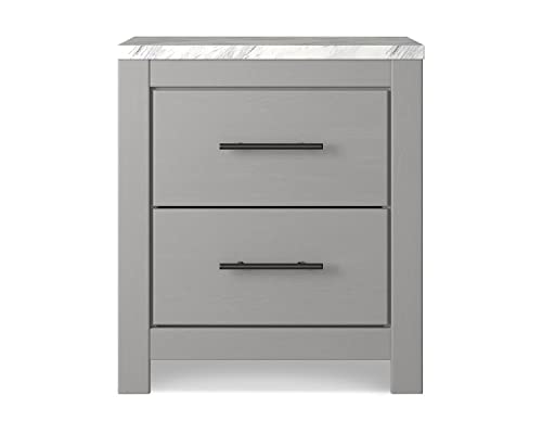Signature Design By Ashley Cottonburg Contemporary Two Drawer Nightstand, Light Gray/White #TOP13