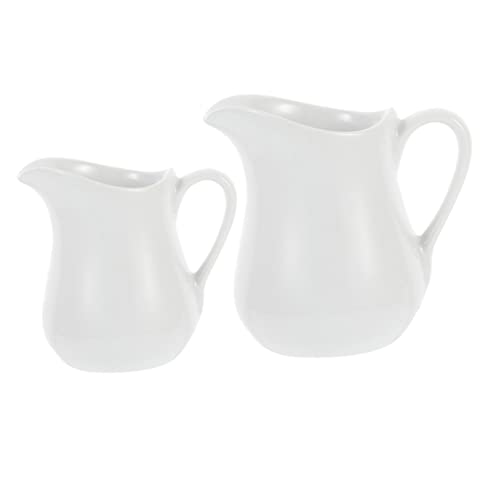 HOLIDYOYO 2pcs Ceramic Milk Cup Small Milk Kettle Cream Pitcher Milk Pitcher Coffee Holder Tea Coffee Sugar Canisters Cream Pourer Mug Condiment Dispenser Creamer Kettle Syrup White Ceramics