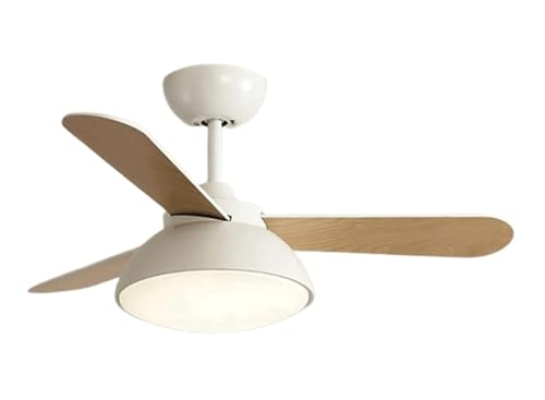 Ventilateur de plafond moderne à LED avec pales en bois blanc