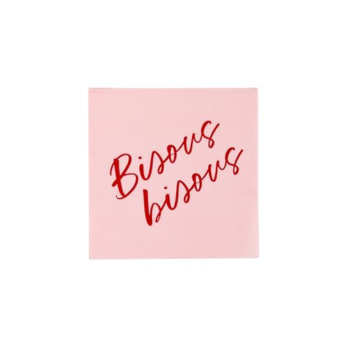 Bonjour Fête Bisous Bisous Cocktail Paper Napkins | 3-Ply Fancy Napkins for Valentine's Day & Holiday Decorations | Small Napkins | Premium Party Supplies | Gold Foil |, Pack of 20, 5