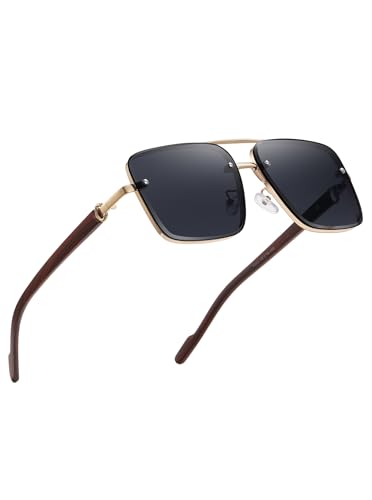 Image of Classic Mens Sunglasses Fashion Gold Frame Shades for Men UV 400 Protection Sunnies(7563)