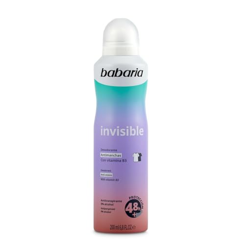 Babaria - Desodorante invisible antimanchas - 0% alcohol - Antitranspirante - 200ml