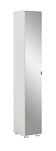 xonox.home - Spiegelschrank Prego 30x191x37 cm in weiß - Spiegelschrank Flurschrank mit Spiegel Spiegelstauraumschrank - modern, platzsparend und funktional